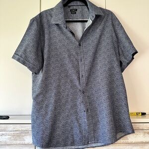 💙 Rosso Milano Italy Modern Fit Short Sleeve Button Up Shirt XL 17.5